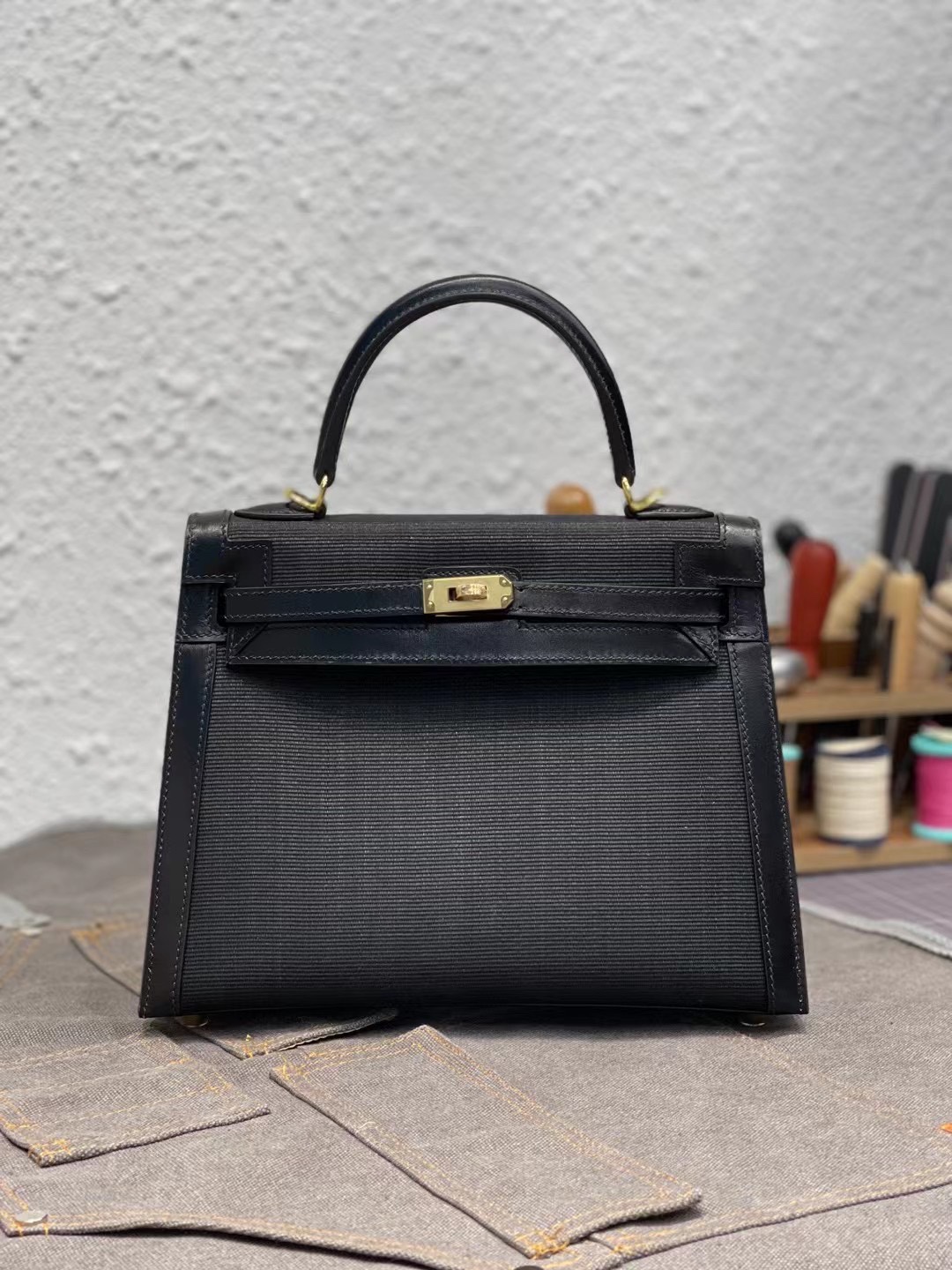 에르메스 켈리백25 클래식 블랙 금장